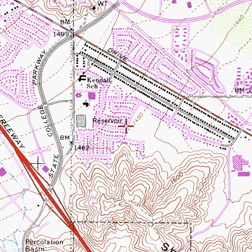 Topographic Map of Hudson Park, CA