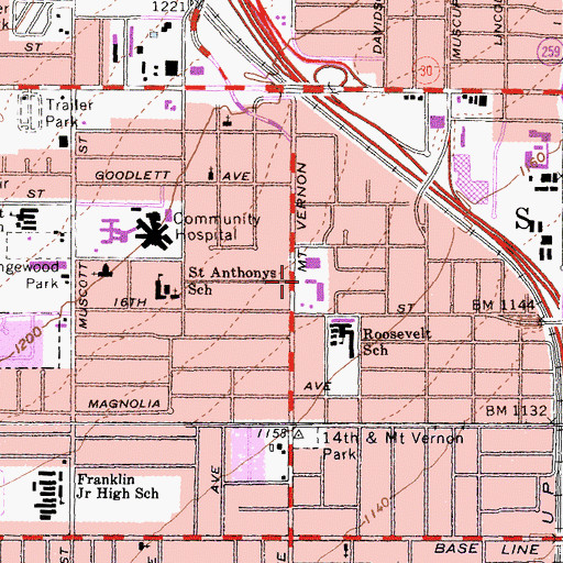 Topographic Map of Iglesia Hispania Pentecostal, CA