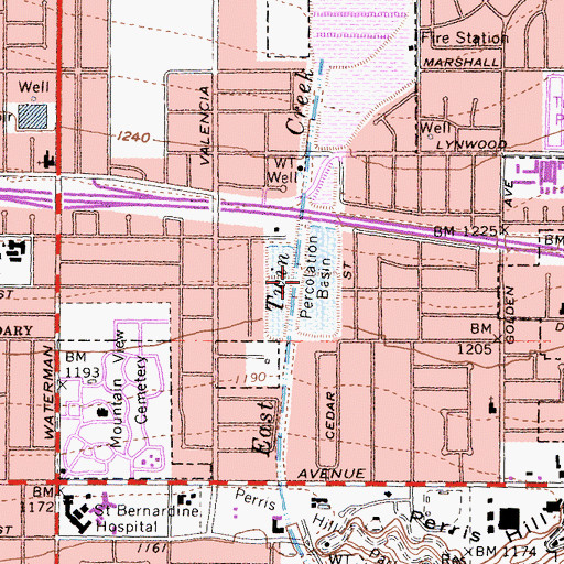 Topographic Map of Lynwood Basins, CA