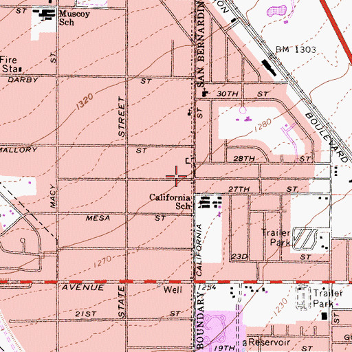 Topographic Map of Mount Zion Church of God, CA