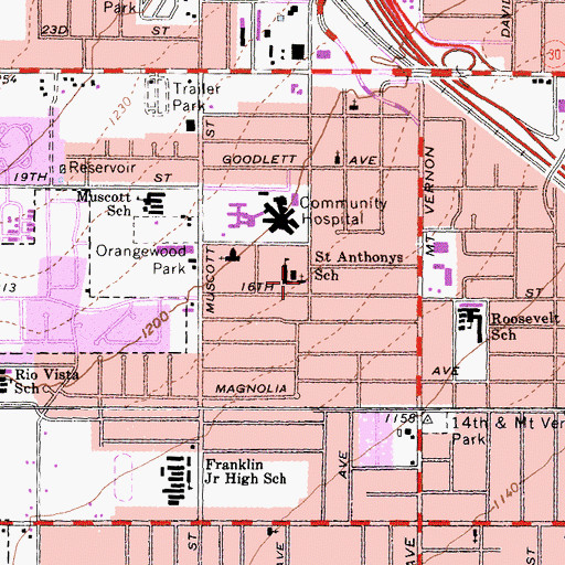 Topographic Map of Saint Anthonys Church, CA