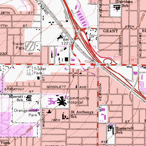 Topographic Map of Saint Paul African Methodist Episcopal Church, CA