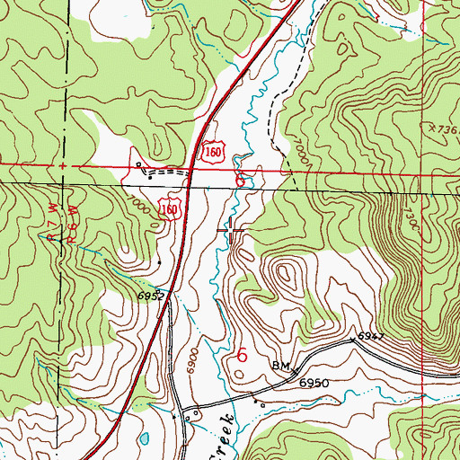 Topographic Map of Sauls Creek, CO