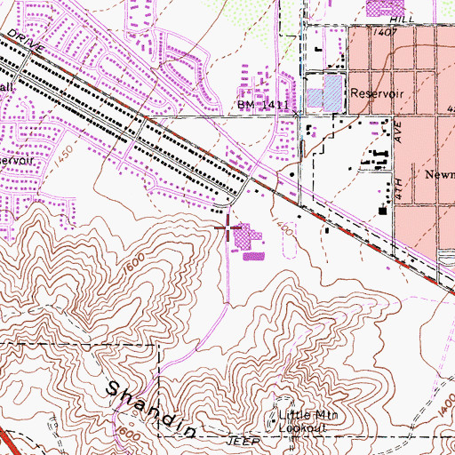 Topographic Map of Shandin Hills Middle School, CA