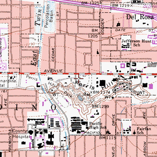 Topographic Map of Spirit Stadium, CA