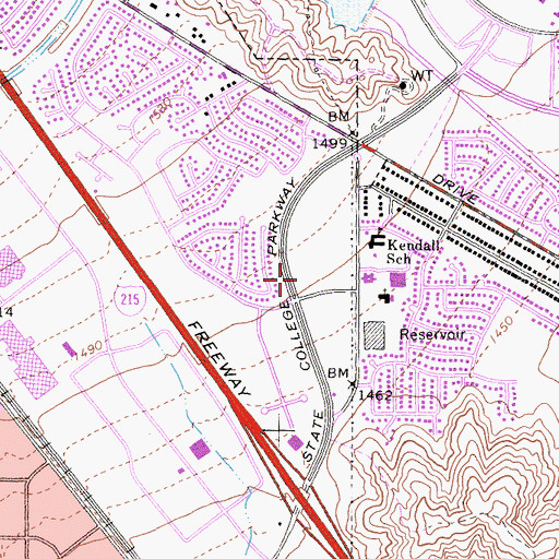 Topographic Map of University Towne Center Shopping Center, CA