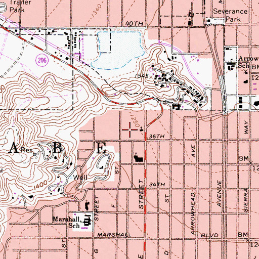 Topographic Map of Upton Church of Christ, CA