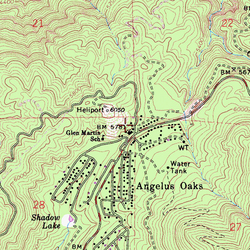 Topographic Map of Angelus Oaks Post Office, CA