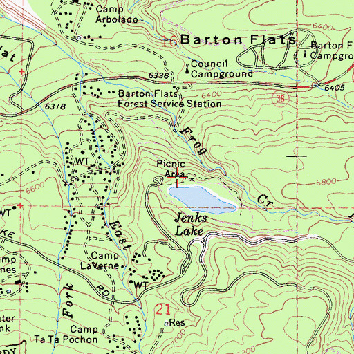 Topographic Map of Barton Flats Recreation Area, CA