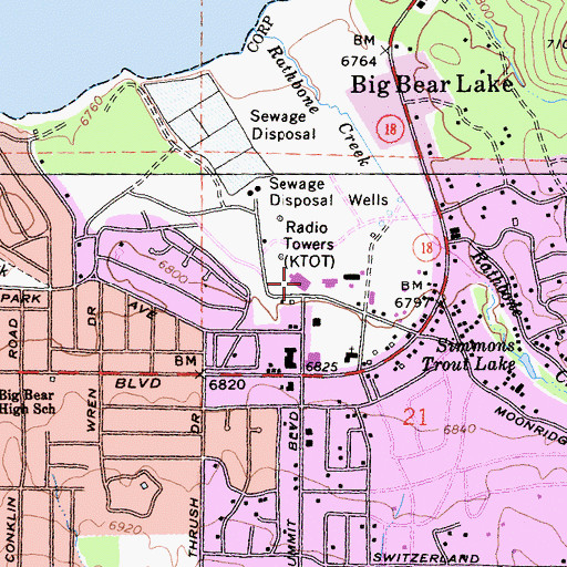 Topographic Map of Bear Valley Community Hospital, CA