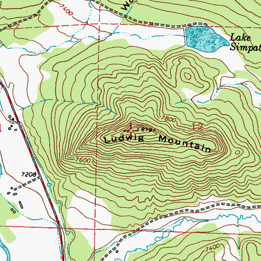Topographic Map of Ludwig Mountain, CO