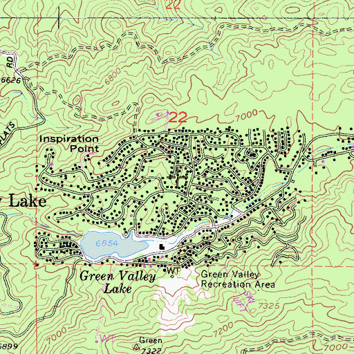 Topographic Map of Green Valley Lake Community Church, CA