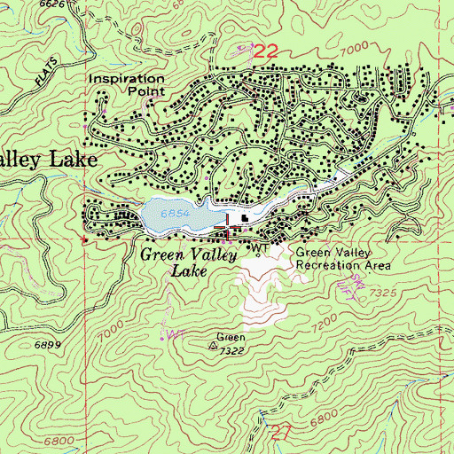 Topographic Map of Green Valley Lake Post Office, CA