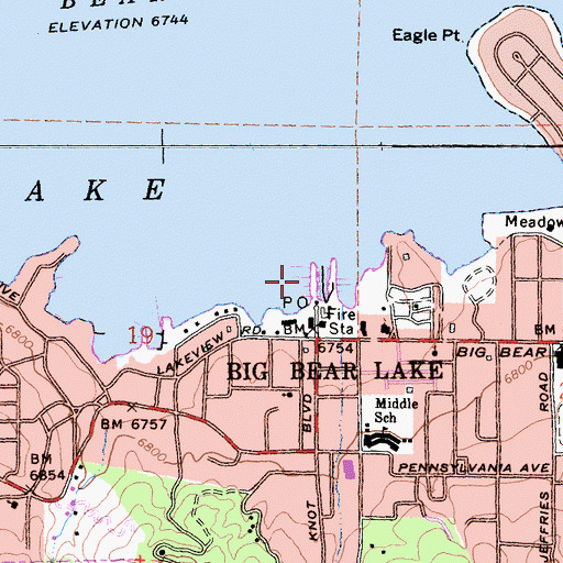 Topographic Map of Pine Knot Landing, CA