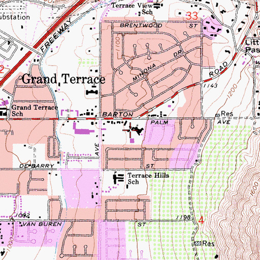 Topographic Map of Azure Hills Seventh Day Adventist Church, CA