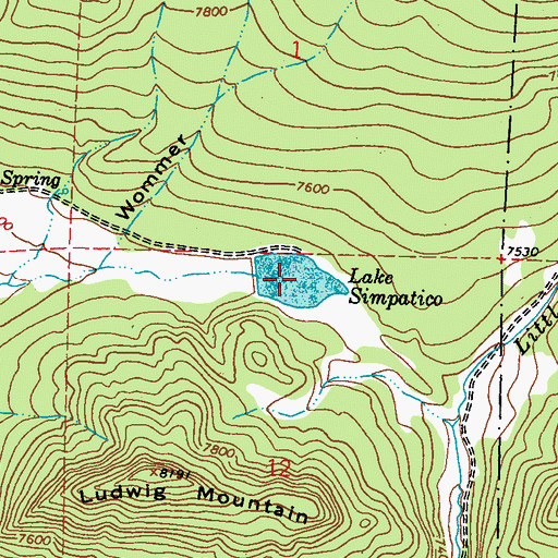 Topographic Map of Lake Simpatico, CO