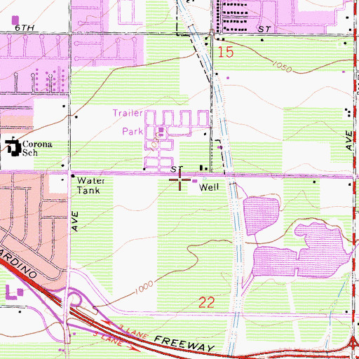 Topographic Map of Bernt Vocational Education School, CA