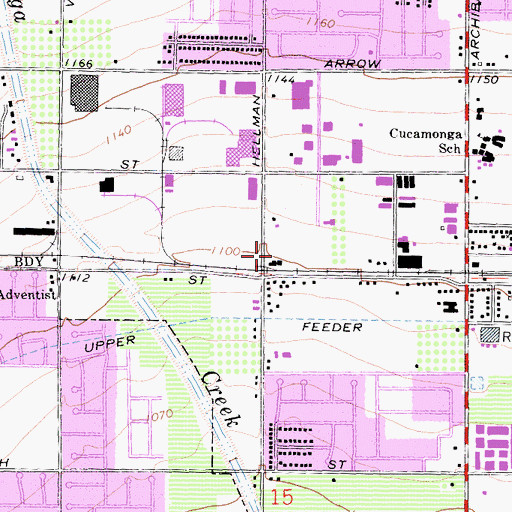 Topographic Map of Chaffey College Vocational Skills Center, CA