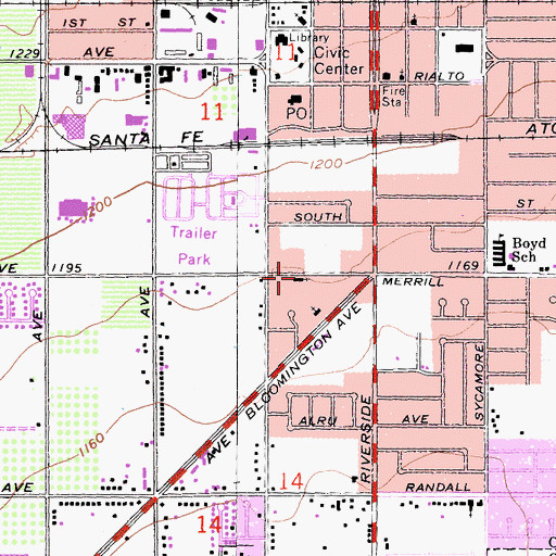 Topographic Map of Church of Christ, CA