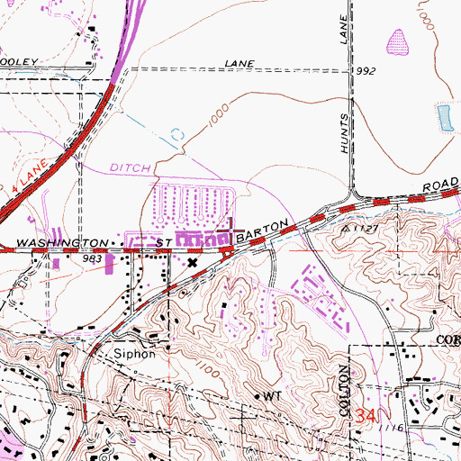 Topographic Map of Cooley Plaza Shopping Center, CA