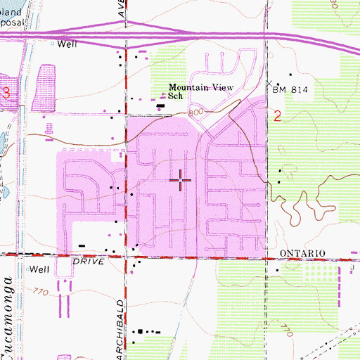 Topographic Map of Creekside, CA