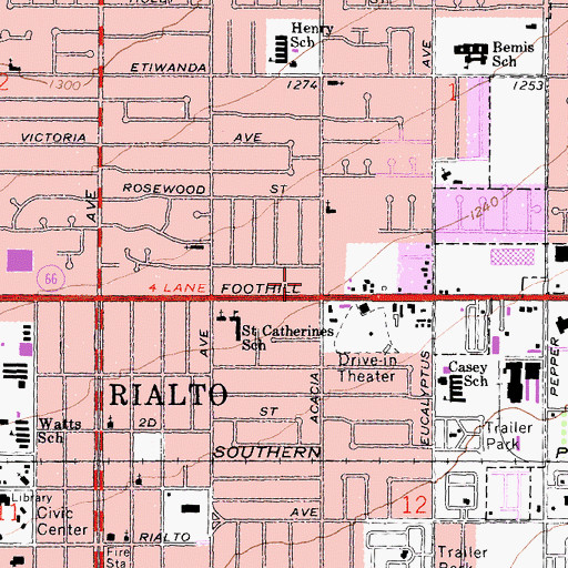 Topographic Map of Eastside Church of Christ, CA