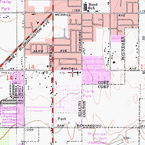 Topographic Map of Grace Bible Church, CA