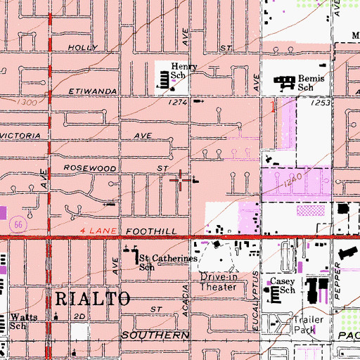 Topographic Map of Grace Lutheran Church, CA