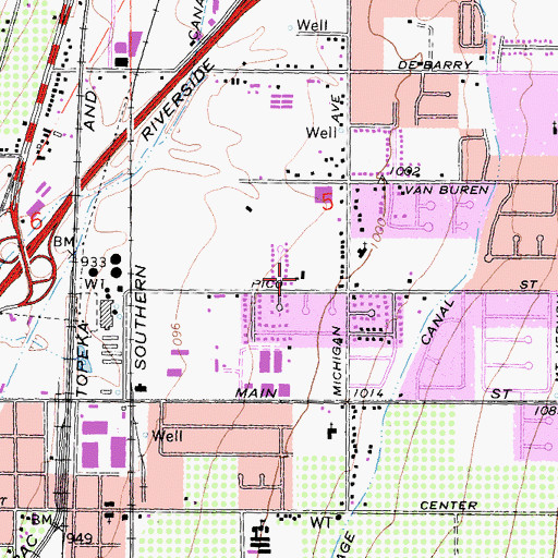 Topographic Map of Grand Terrace Assembly of God Church, CA