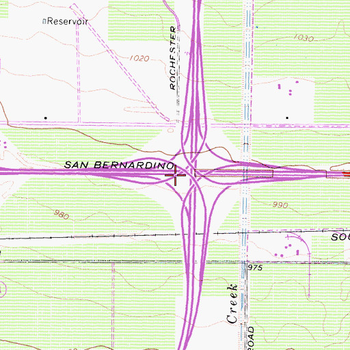 Topographic Map of Inland Empire Interchange, CA
