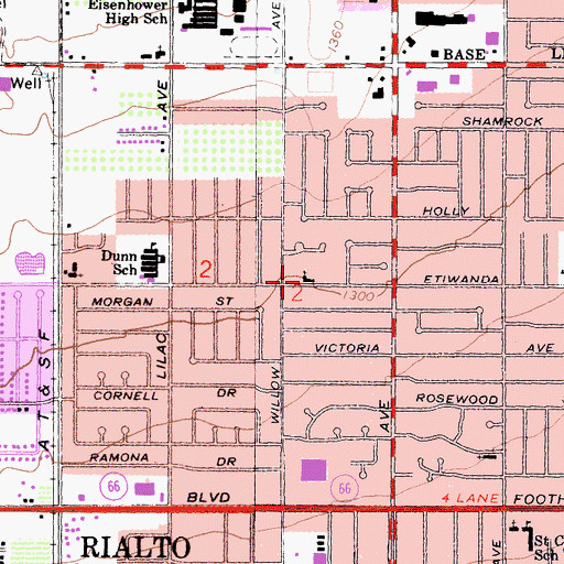 Topographic Map of Living Hope Fellowship Church, CA