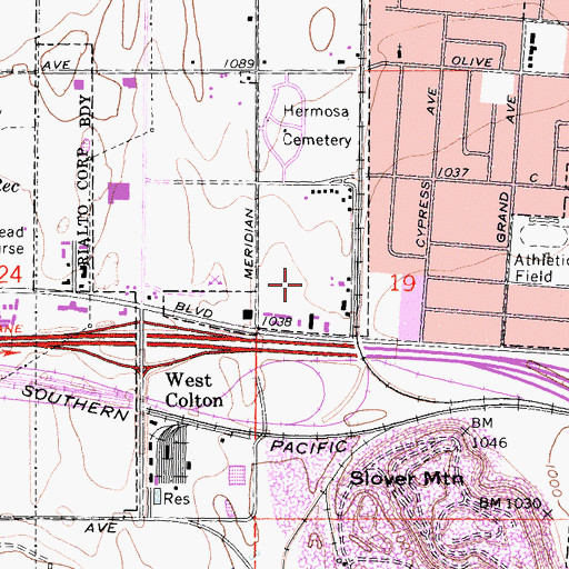 Topographic Map of Movieland Frontier Town, CA