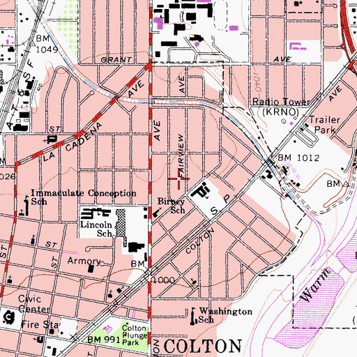 Topographic Map of Olive Street Baptist Church, CA