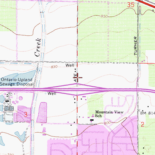 Topographic Map of Ontario Home Furnishings Shopping Center, CA