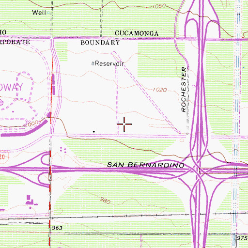 Topographic Map of Ontario Mills Shopping Center, CA