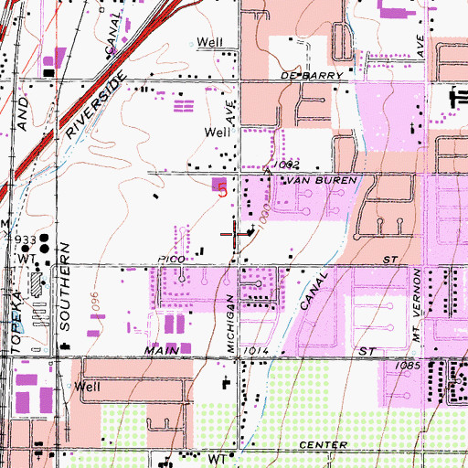 Topographic Map of Praise Fellowship Foursquare Church, CA