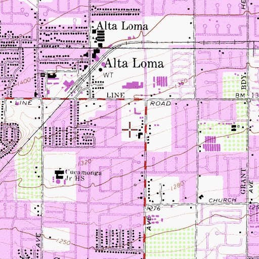 Topographic Map of Rancho Christian School, CA