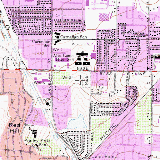 Topographic Map of Red Hill Community Park, CA