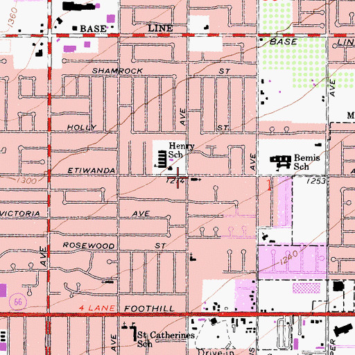 Topographic Map of Saint Peters Episcopal Church, CA