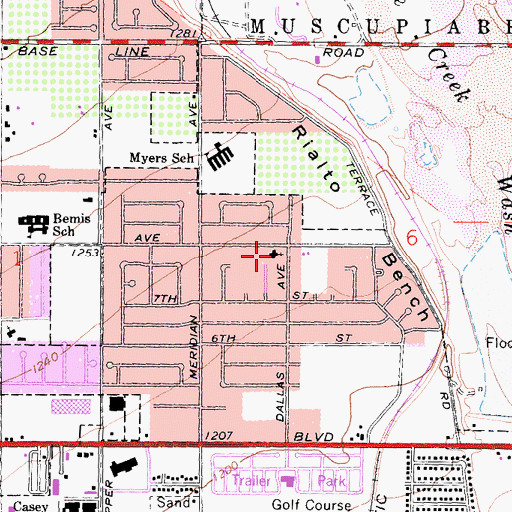 Topographic Map of Saints Rest Missionary Baptist Church, CA