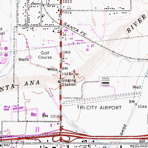 Topographic Map of Santa Ana River Floodway, CA