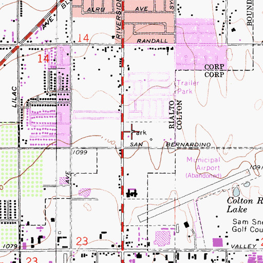 Topographic Map of South Riverside Avenue Park, CA
