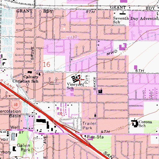 Topographic Map of Vineyard Park, CA