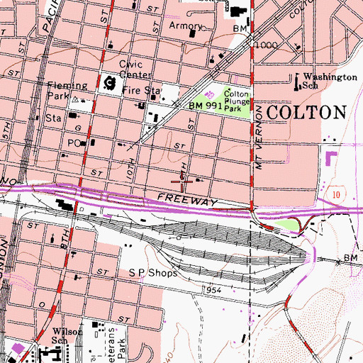 Topographic Map of Wesleyan Methodist Church (historical), CA