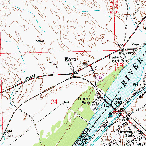 Topographic Map of Earp Post Office, CA