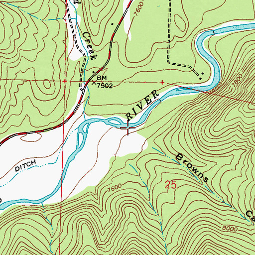 Topographic Map of Browns Canyon, CO