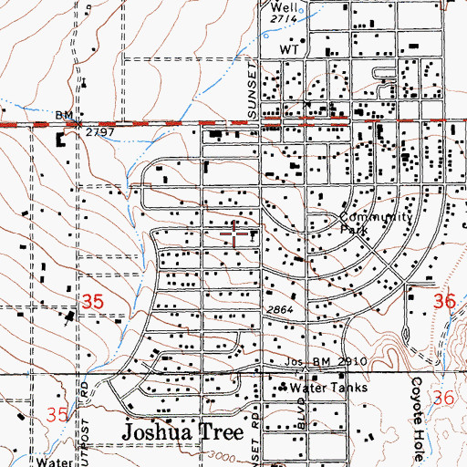 Topographic Map of First Baptist Church of Joshua Tree, CA