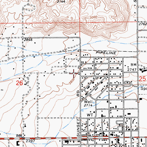 Topographic Map of First Southern Baptist Church of Joshua Tree, CA