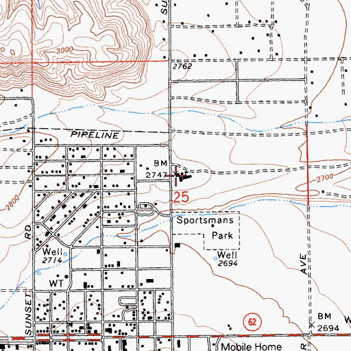Topographic Map of Joshua Tree Elementary School, CA