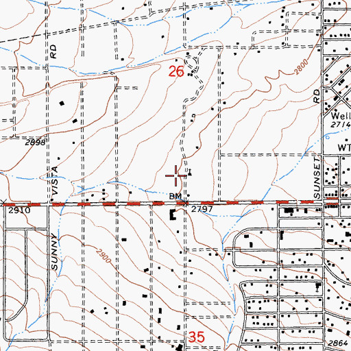 Topographic Map of Joshua Tree Foursquare Church, CA